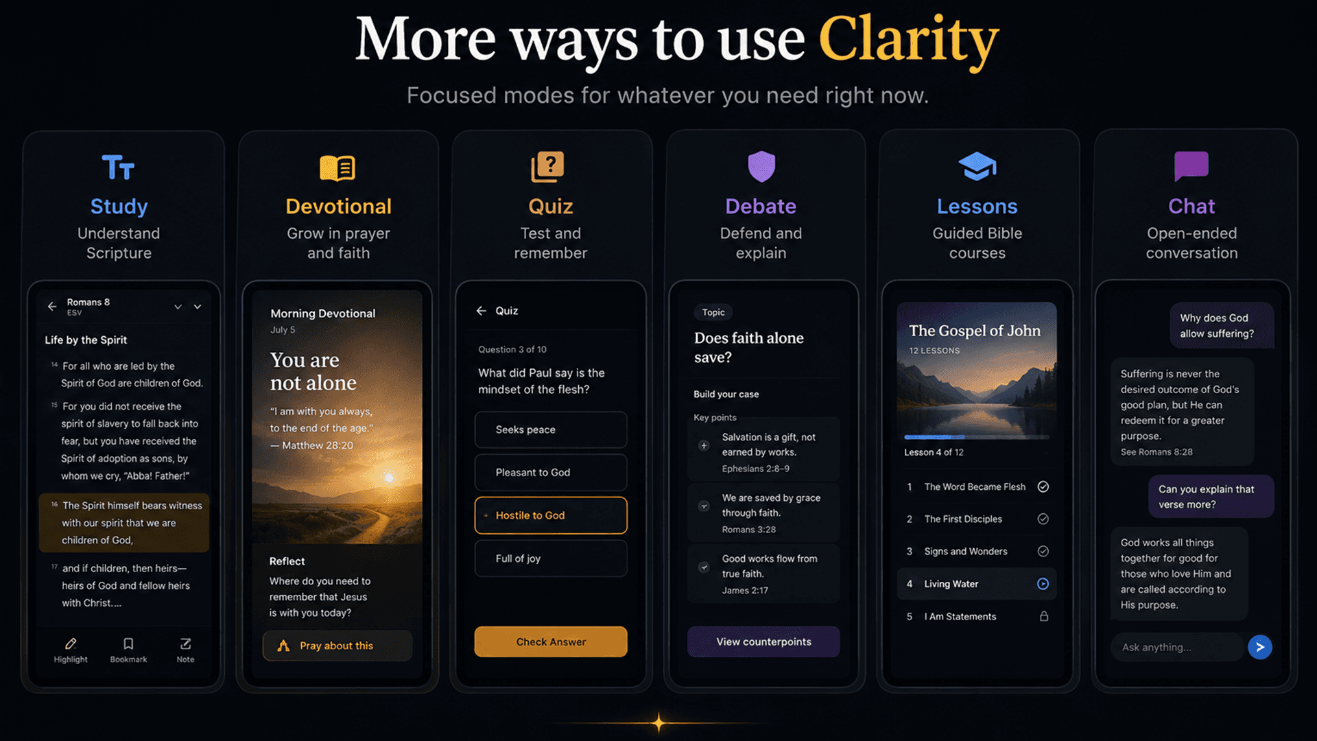 Clarity Faith Training shown beside its other study and formation modes