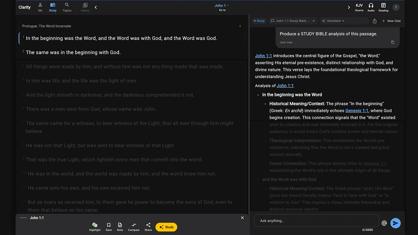 Clarity Bible study interface